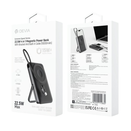Power Bank Magnétique Sans Fil 10000 mAh 22.5W Devia Extreme Speed Series S28 - Gris Moderne — Devia · Smarty Paris 18e